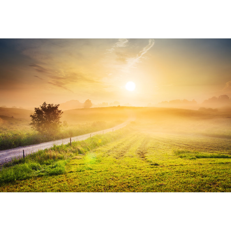 Contry Road Towards The Sun by Konradlew - No Frame Print on Canvas, 30cm H x 46cm W