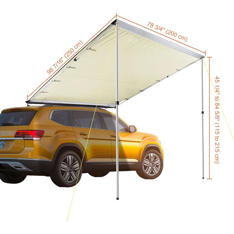 Yescom 6.7X8.2Ft Car Side Awning Pu2000mm UV50+, Beige, 84"H x 78"W x 101"D