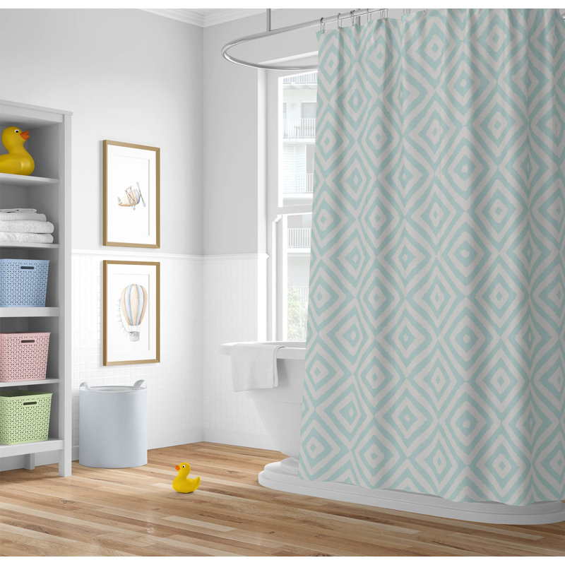 Ikat Eye Ultra-Thin Lightweight Shower Curtain, Blue/Light Blue