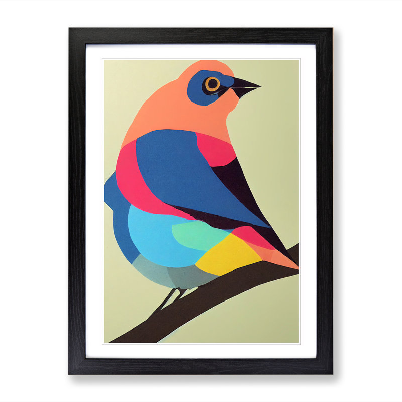 FRM-V0523-235X Bird Avant Garde - Single Picture Frame Print, Black Framed, 64cm H x 46cm W x 2cm D