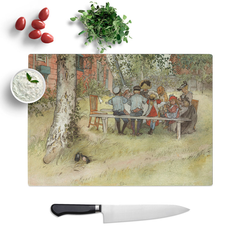 Breakfast Under the Big Birch Tree by Carl Larsson Chopping Board, 0.4cm H x 20cm W x 28.5cm L