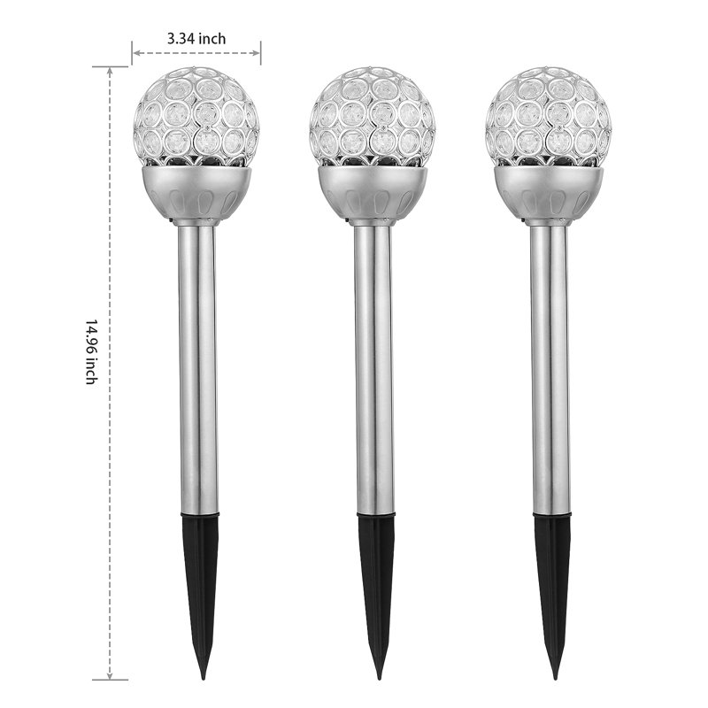 Silver Stainless Steel LED Solar Pathway Light Set