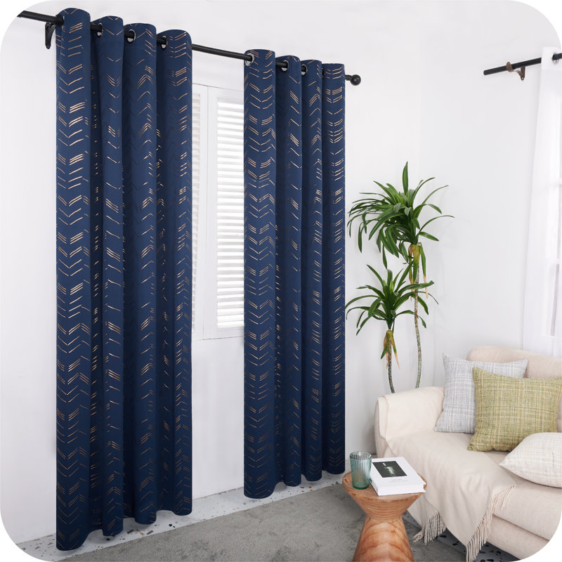 Abrahamsen Blackout Curtain Pair, 46cm Width x 138cm Drop, Navy Blue