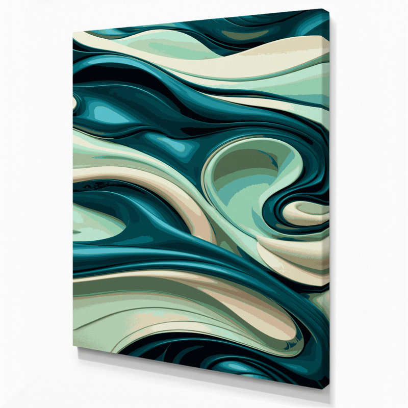 Abstrait paysage 34, art mural sur toile verte, H 14 po x l 11 po