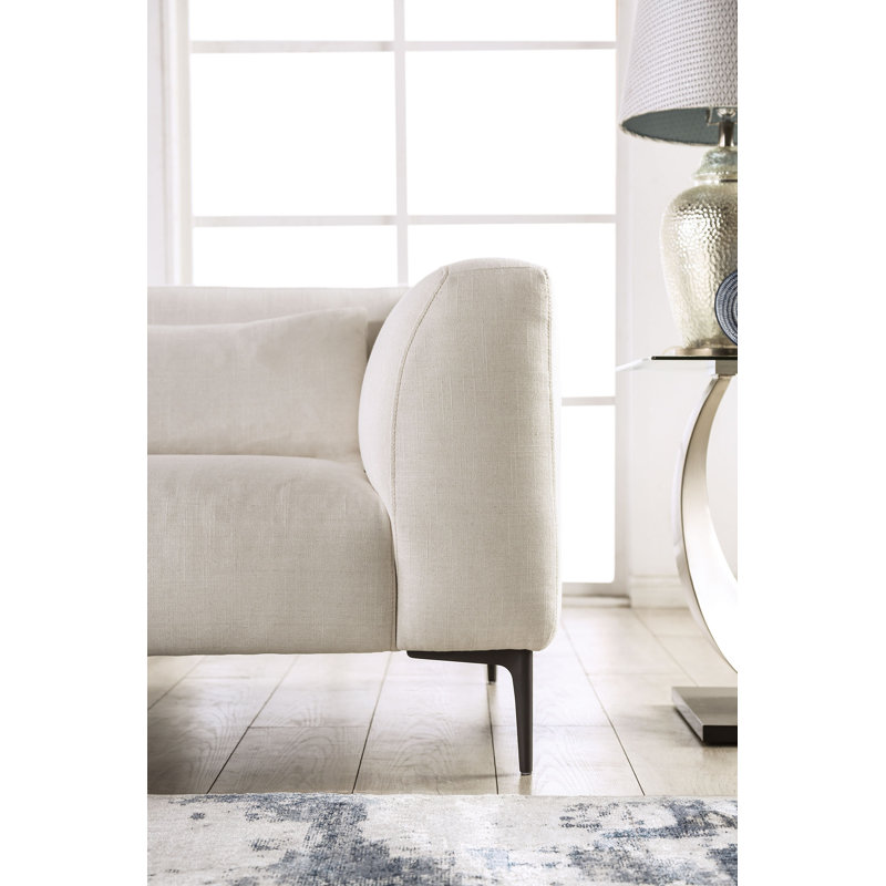 Marshay Upholstered L-Shaped Sectional, Right Hand Facing, White Linen Blend
