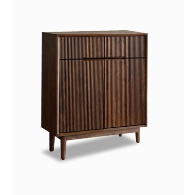 Solid Black Walnut Shoe Cabinet with Slatted Doors
