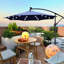 Parasol d'extérieur de 3 m avec éclairage DEL solaire - Imperméable, résistant à la décoloration, 8 baleines, manivelle, base en croix pour jardin, terrasse, cour, piscine, patio, couleurs inaltérables.