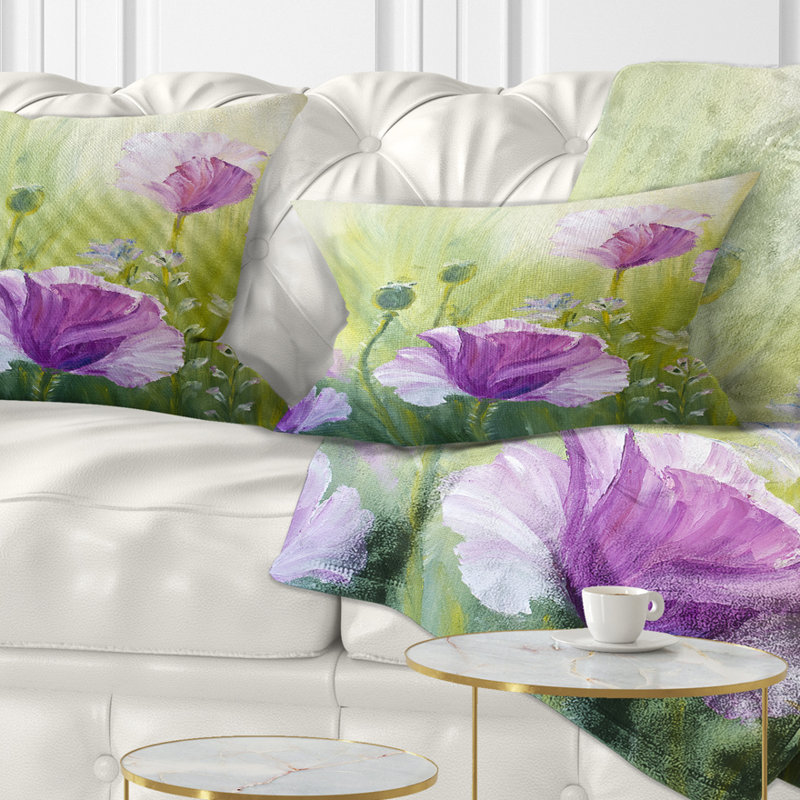 Coussin mauve à motif floral
