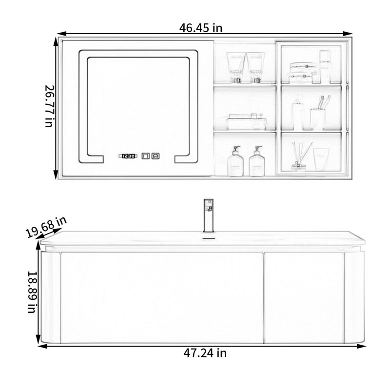 Modern simple rock plate bathroom cabinet
