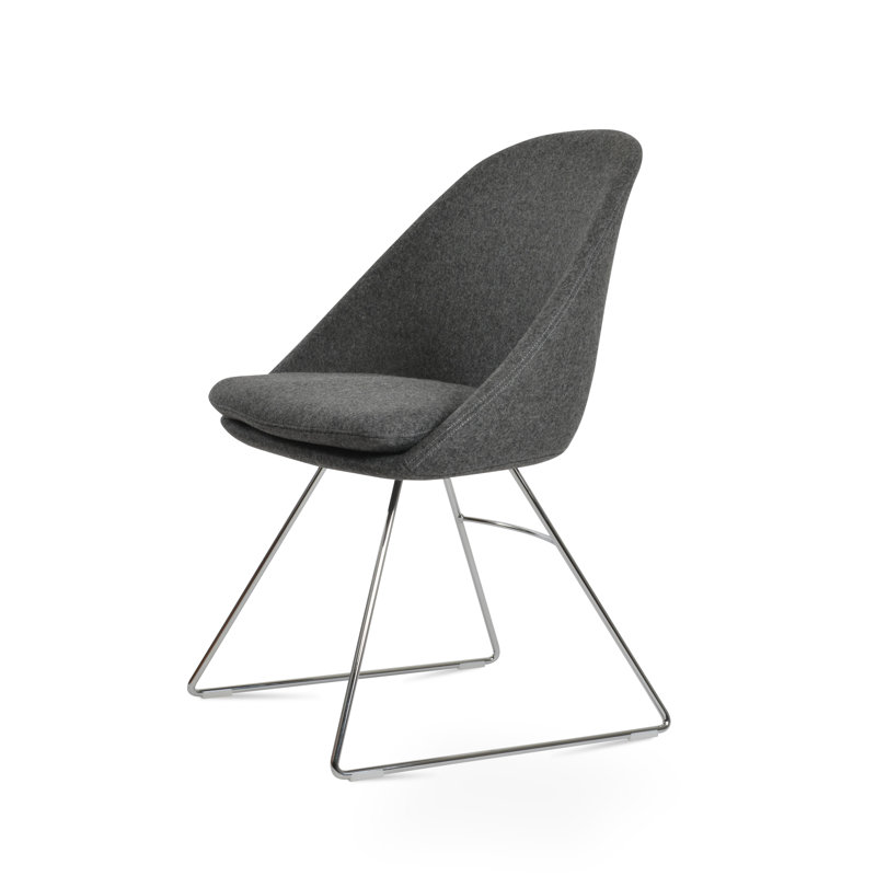 Avanos Wire Side Chair, Dark Gray, Gold
