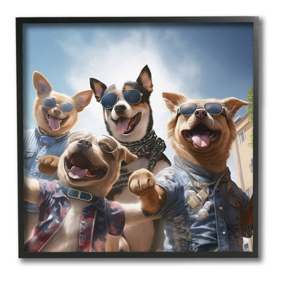 Trendy Dogs Selfie Framed Giclee Art by Jim Baldwin