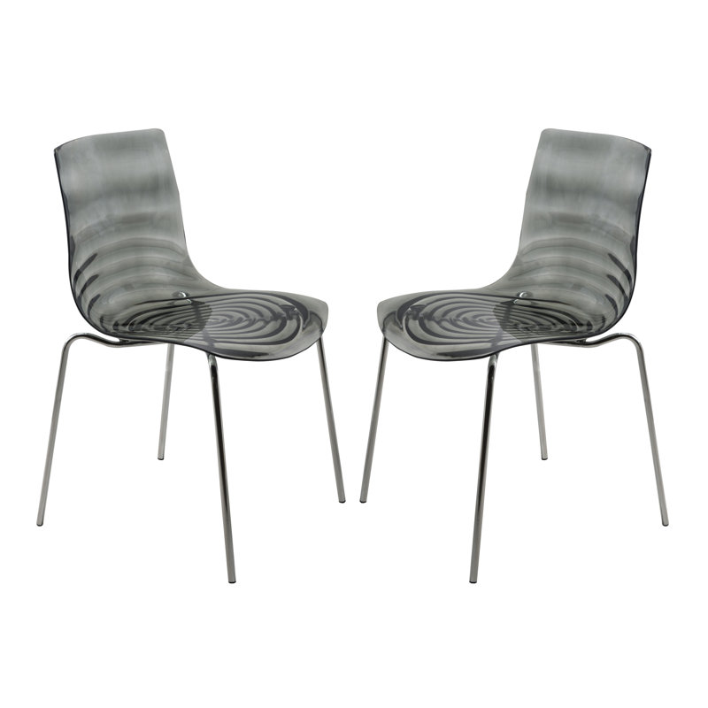 Chaise de salle à manger en acrylique transparent Clear Ghost, Transparent Black, Ensemble de 2