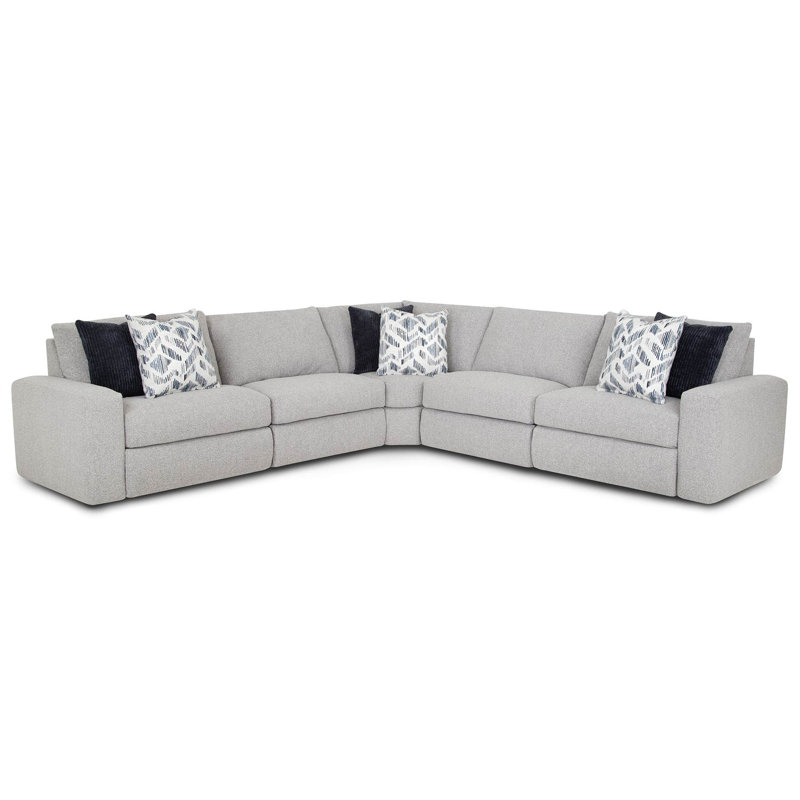 Dehn 5-Piece Power Reclining Sectional, Gray Polyester