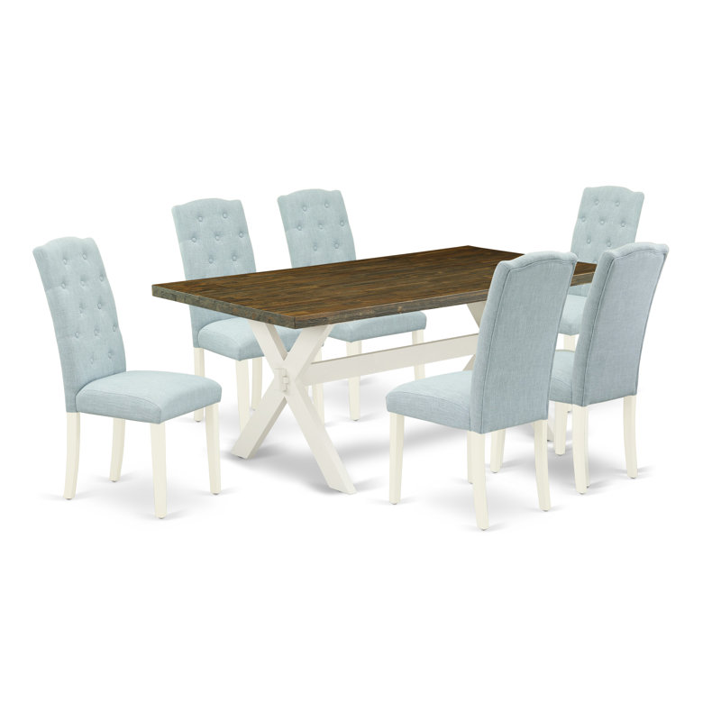 Jenne 6 - Person Solid Wood Solid Wood Top Trestle Dining Set, Distressed Jacobean, 30" H x 72" L x 40" W