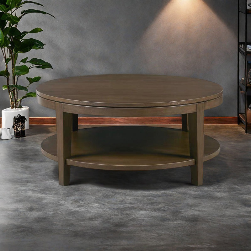 American oak round end table