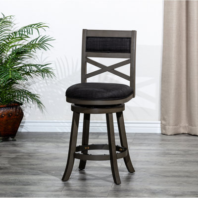 Weathered Gray 30" Charcoal Fabric Swivel Dining Stool - Functional Seating Bar In Gray, Modern Choice