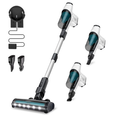 Gevi Lightweight HEPA Cordless Stick Vacuum Cleaner with Flat Suction Nozzle  Dusting Brush  Floor Brush