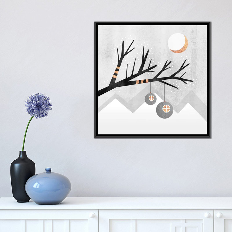 « winter wonderland », impression sur toile, H 18 po x l 18 po x P 1,5 po, Toile avec cadre noir, Pas de tapis