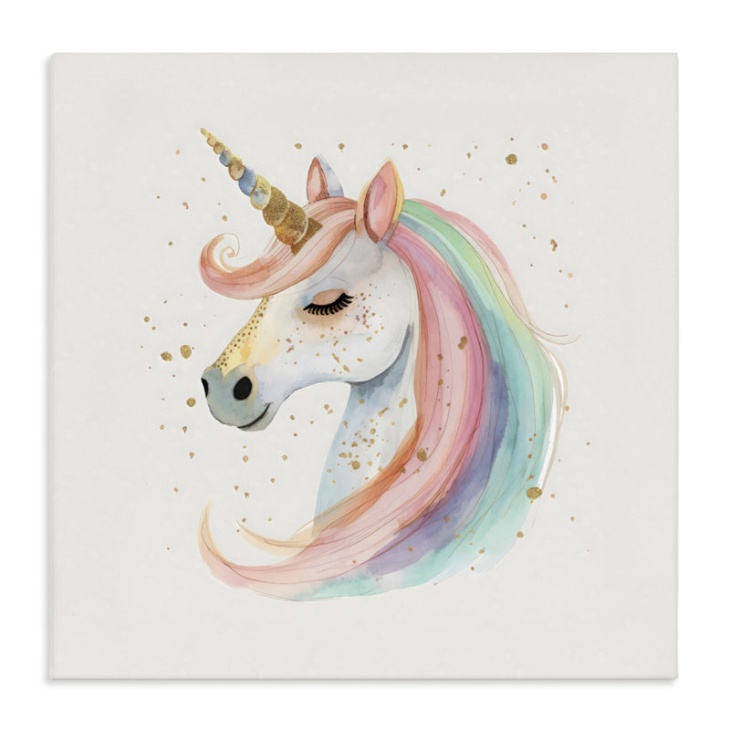 Toile de licorne aux accents dorés, design par Creative Studio, H 24 po x l 24 po