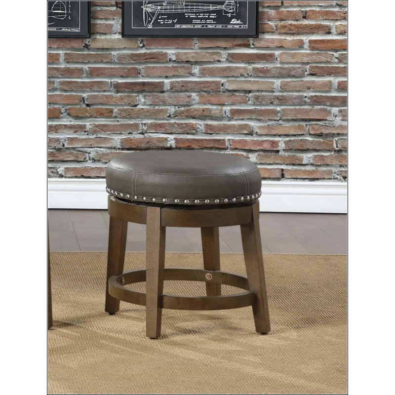 Ensemble de 2 tabourets pivotants ronds, ensemble de 2 sièges pivotants en similicuir et garniture cloutée, Gris brun