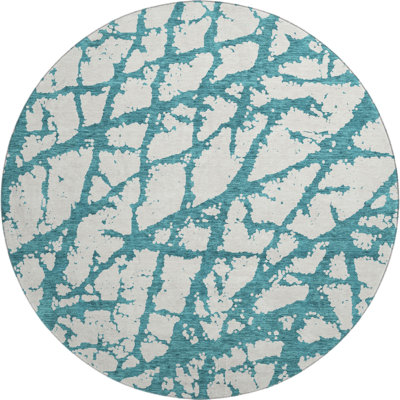 Premium Machine Washable Prisco Teal Rug