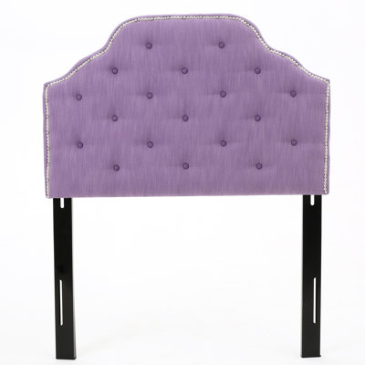 Twin Headboard In Purple With Classy Button Tufting And Nailhead Border Stylish