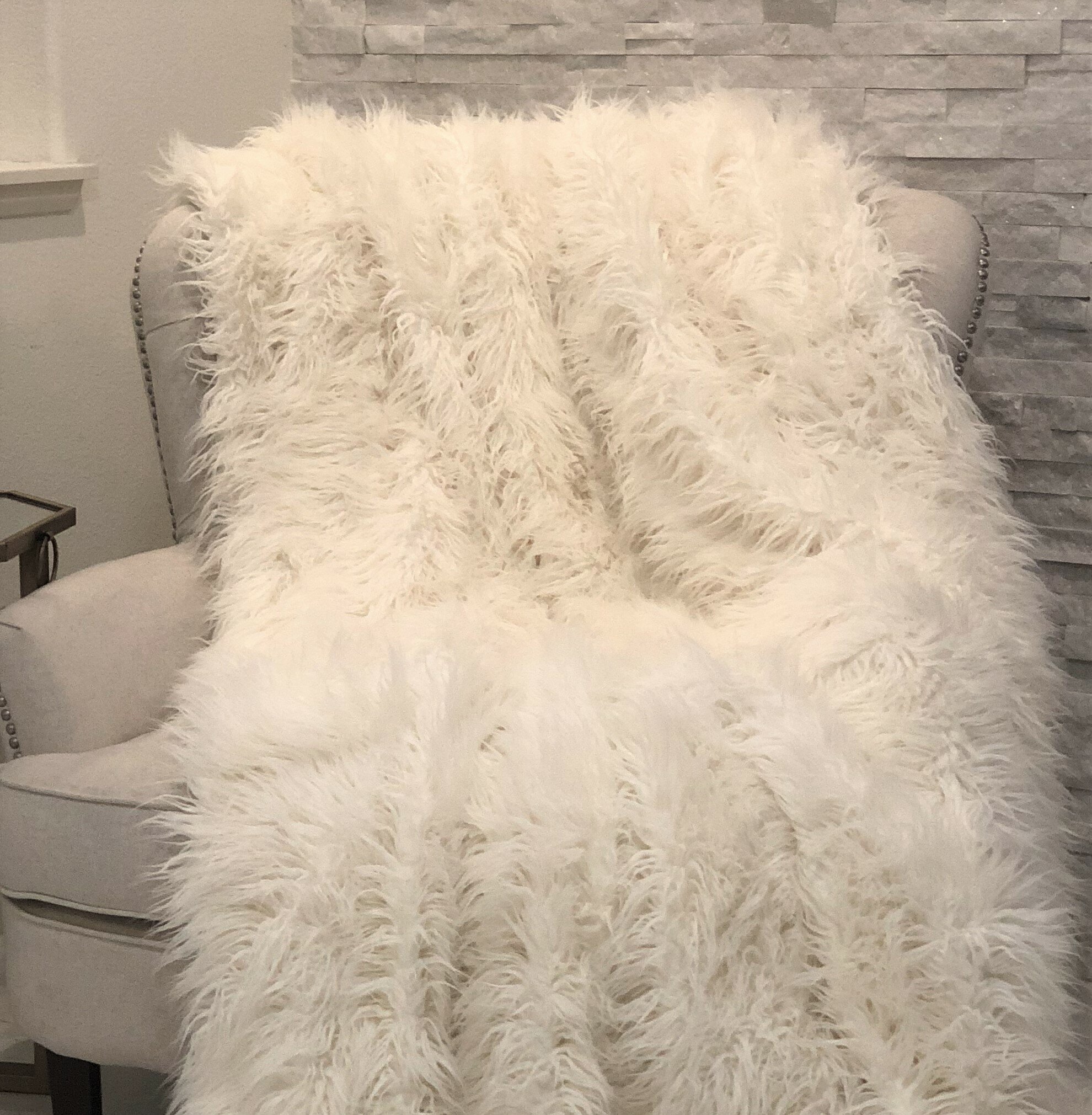 Mongolian faux 2024 fur throw blanket