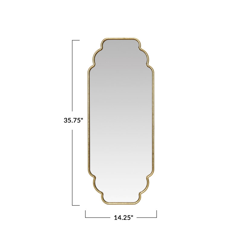 Scalloped Metal Wall Mirror With Vertical Or Horizontal Hanging