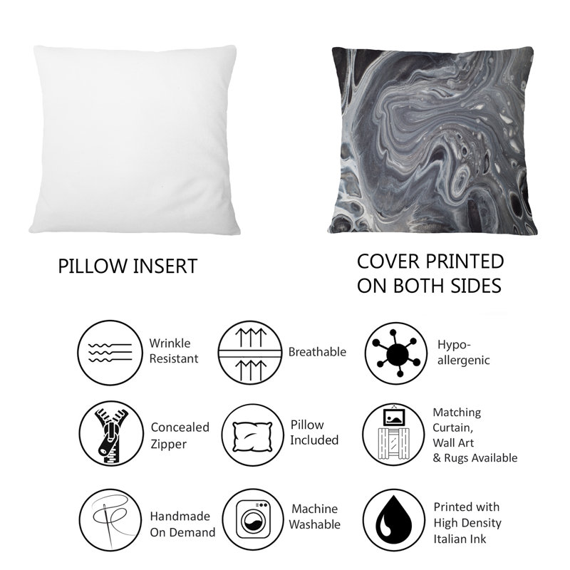 Coussin Marble Waves In Shades Of Grey