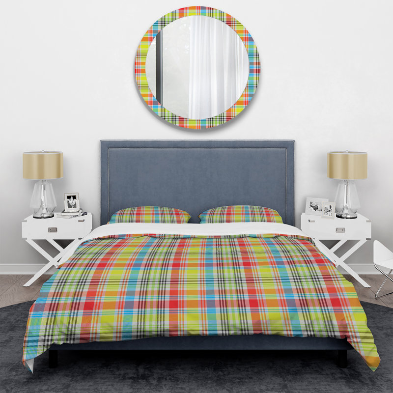Ensemble de housse de couette en microfibre rouge / bleu / vert 3 pièces, Housse de couette pour très grand lit et 2 très