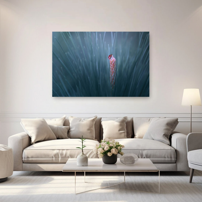 Gentle Ladybug Bloom Delicate Peaceful Serene Ladybug Nature Plant Wall Art Print by Edy Pamungkas - Print