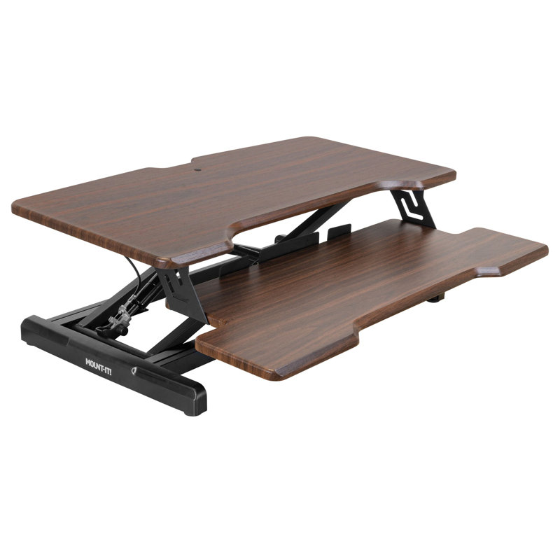 30" Dark Walnut Woodgrain Steel Standing Desk Converter