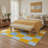 Liadan Gridlock Geometric Checkerboard Machine Washable Yellow / Blue / Beige Indoor Area Rug with Non-Slip Backing-128992438