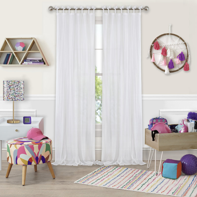 Erasma Sheer Single Curtain Panel, White, 50" W x 95" L