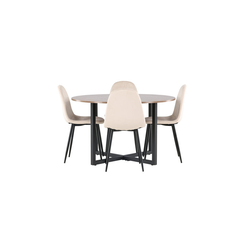 Trevino 4 - Person Dining Set, Beige, Beige