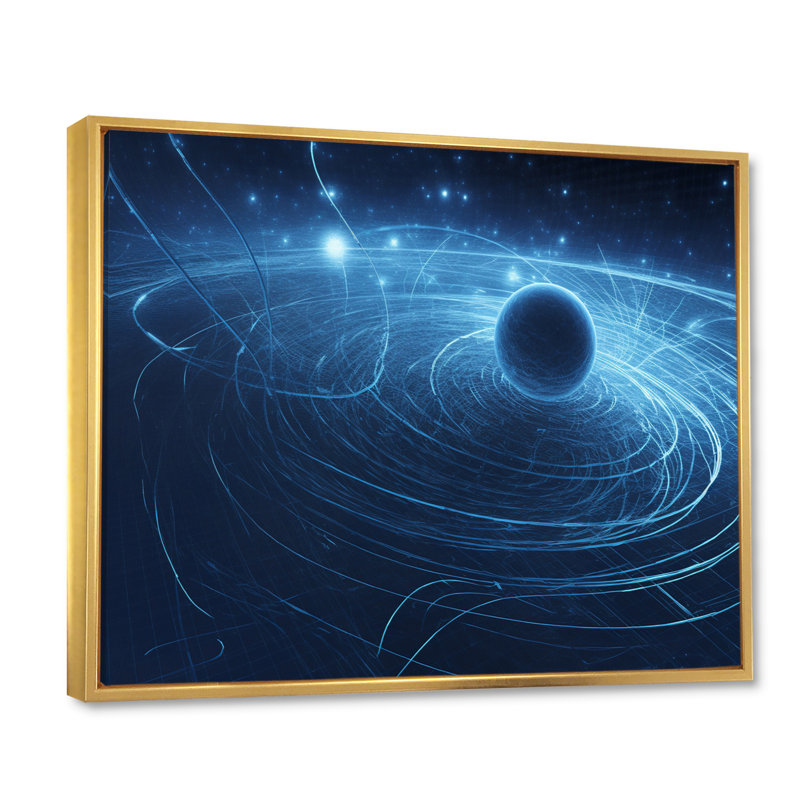 Système solaire bleu galaxie magnétique - impression, Cadre flottant doré, H 12 po x l 20 po x P 1 po