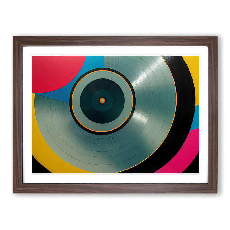 Magical Vinyl Record Abstract - Framed Print, 25cm H x 34cm W x 2cm D, Walnut