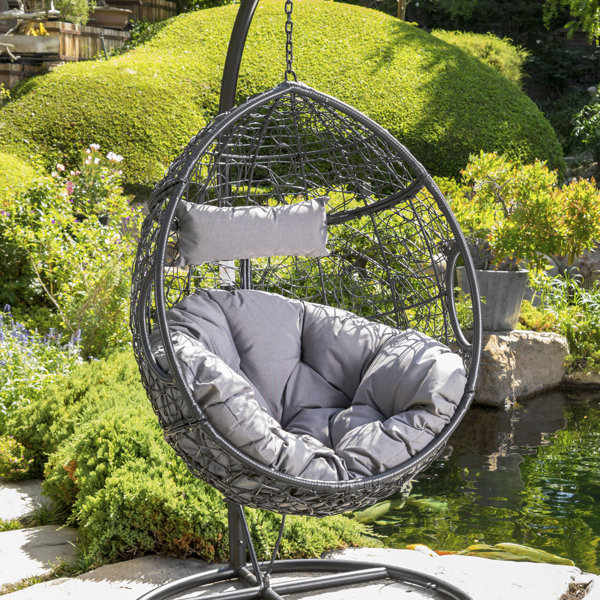 Indoor Outdoor Egg Swing Chair with Stand, Oversized Cocoon-Shaped