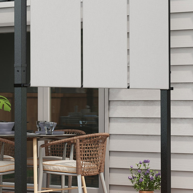 Pergola en métal 10 'x 12' avec auvent rétractable pour patio, terrasse, Gris clair
