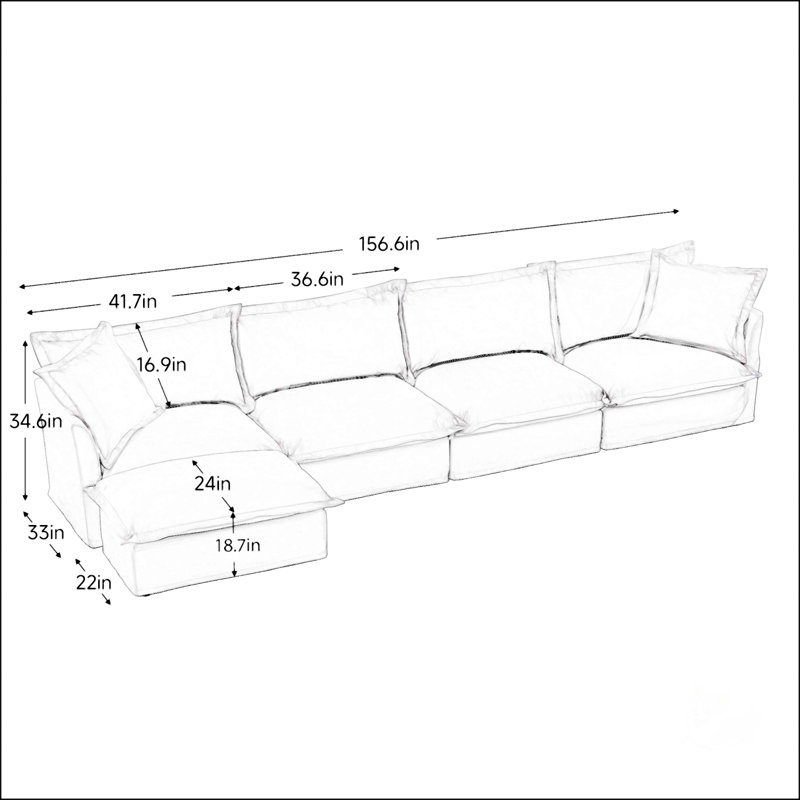 Canapé modulaire en L, Crème, crème