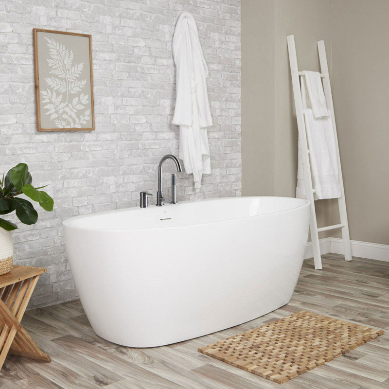 67'' x 30.50'' Soaking Acrylic Bathtub, Brushed Nickel