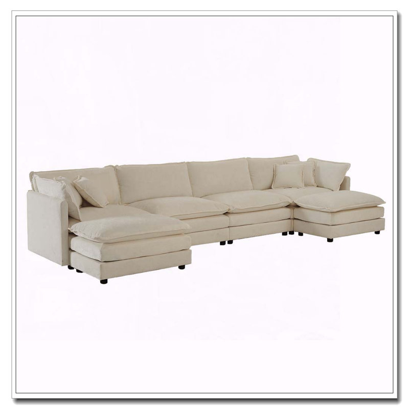 Canapé moderne en tissu pour salon, siège profond rembourré de grande taille, Grey+4Seat+2Ottman 4