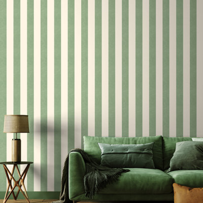 Textured Stripe - Green & Natural