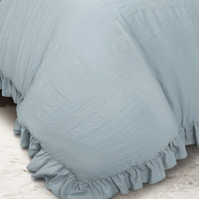 Reyna Microfiber 3 Piece Comforter Set, Full/Queen Comforter + 2 Standard Shams, Lake Blue