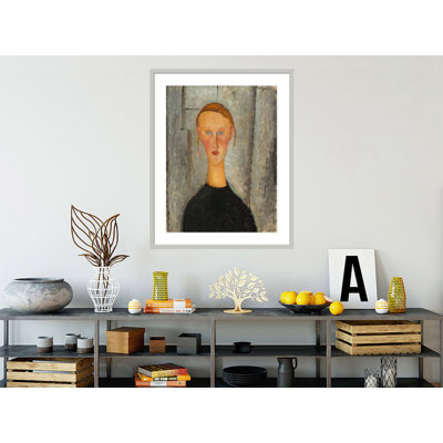 «Girl with Blue Eyes» par Amedeo Modigliani - Estampe numérique encadrée