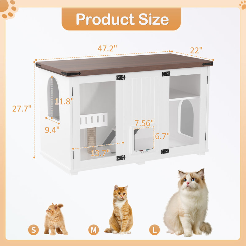 Cat litter box hosue With LED Light, Stairs and Cat Scratching Post