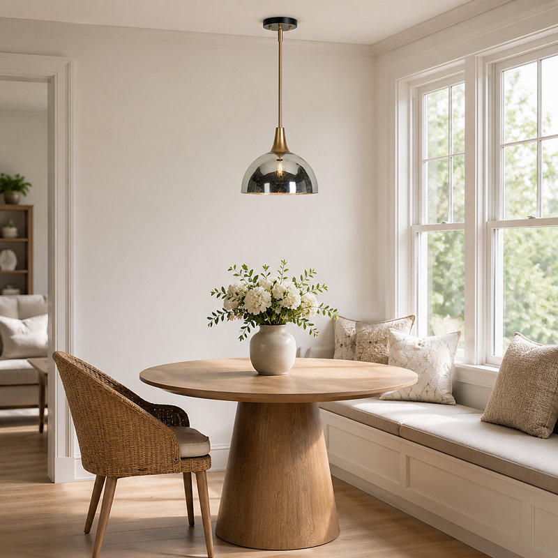 1-Light Single Modern Dome Pendant Light with Mercury Glass（1-Set)