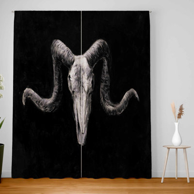 Skeleton Skulls Grunge Style Blackout Curtains | Home Decor