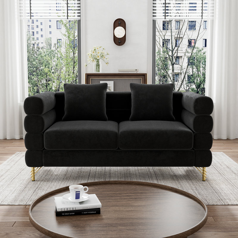  Causeuse en velours 58,8 po Modern, Velours noir