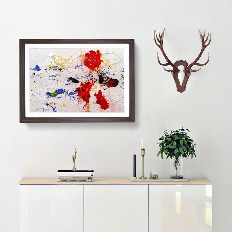 Abstract Art Painting Vol.452 by S.Johnson - Framed Print, 27cm H x 36cm W x 2cm D, Walnut Framed